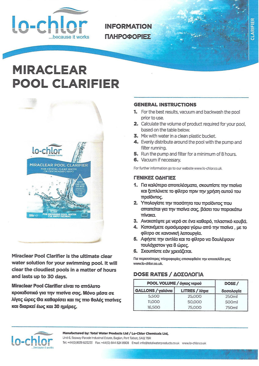 LOCHLOR MIRACLEAR POOL CLARIFIER Trioval Ltd Cyprus